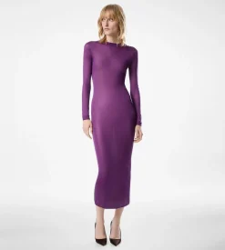 ANKLE LENGTH CREWNECK SILK DRESS
