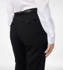 BI-COLOR SHARP GRAIN DE POUDRE TAILORED TUXEDO STRAIGHT PANTS