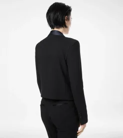 BI-COLOR SINGLE BREASTED SHAWL LAPEL CROPPED TUXEDO JACKET