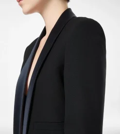 BI-COLOR SINGLE BREASTED SHAWL LAPEL CROPPED TUXEDO JACKET