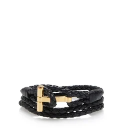 BRAIDED LEATHER T BRACELET