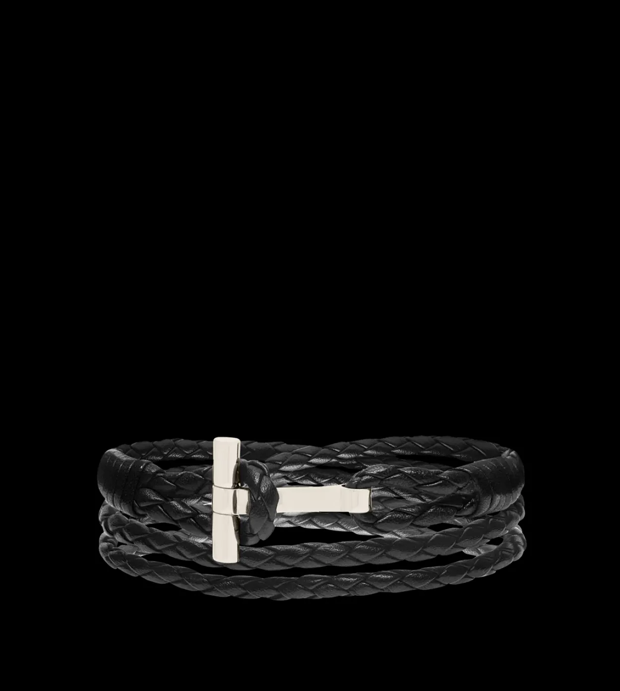 BRAIDED LEATHER T BRACELET