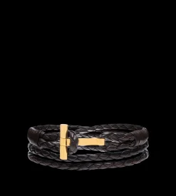 BRAIDED LEATHER T BRACELET