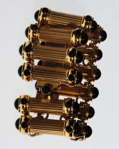 BRASS AND CRYSTAL CABOCHONS BRACELET