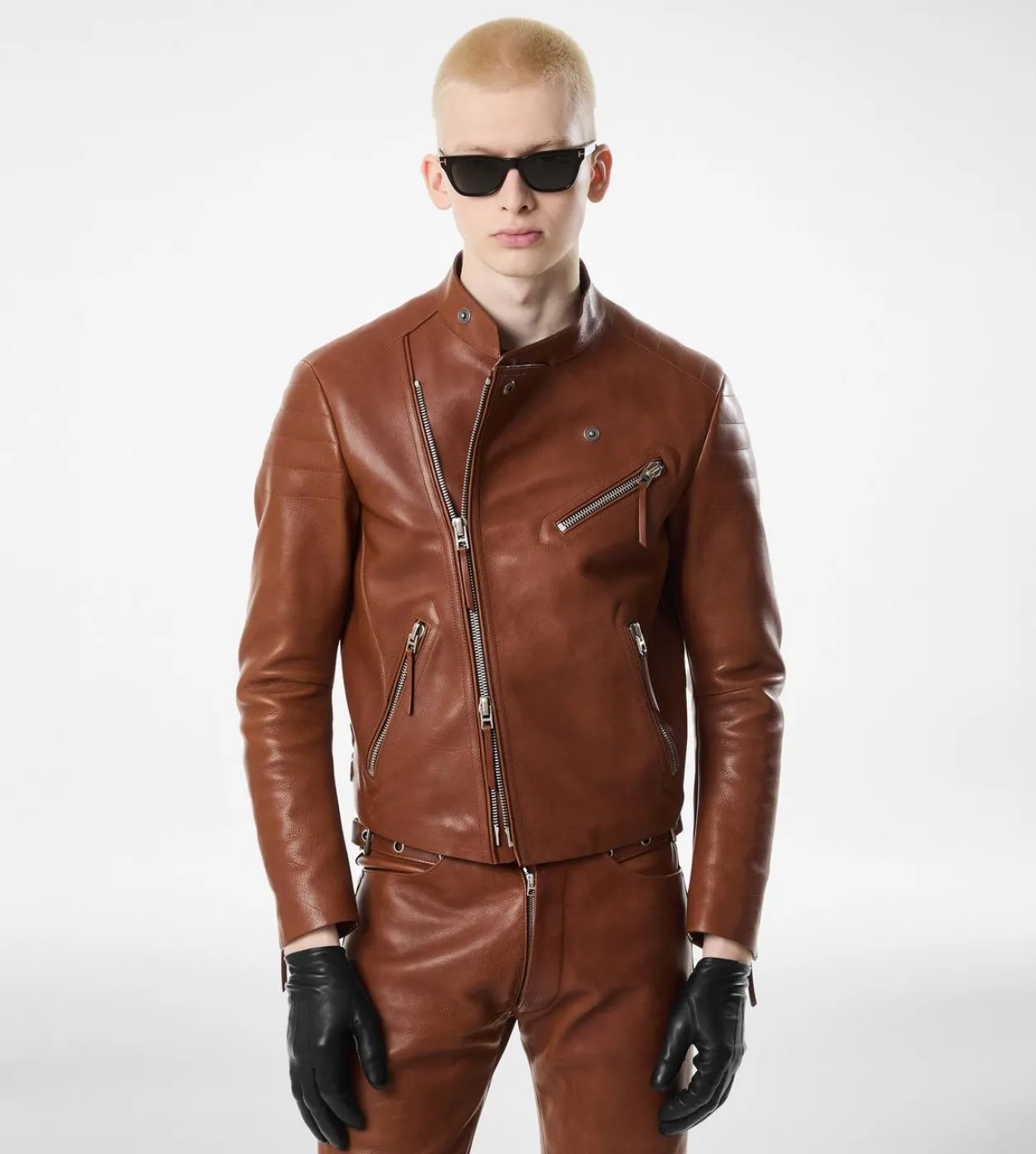 BUFFALO GRAIN LEATHER ASYMMETRIC RACER