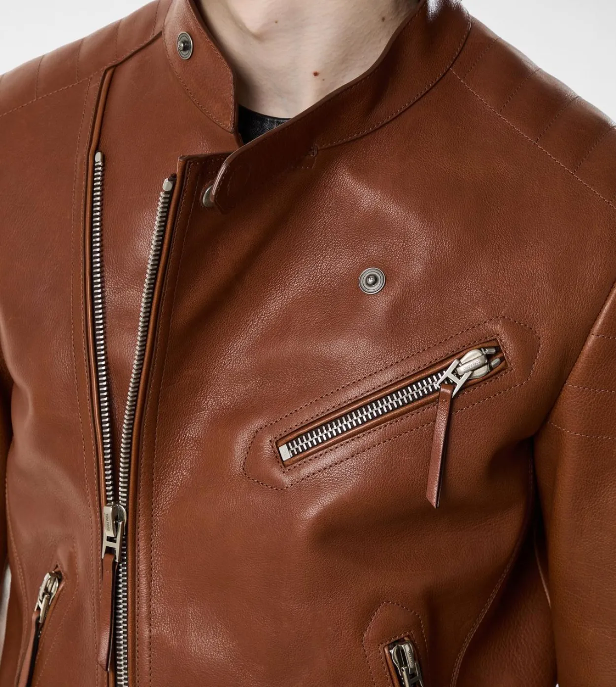 BUFFALO GRAIN LEATHER ASYMMETRIC RACER