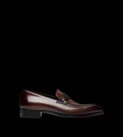 BURNISHED LEATHER AND ALLIGATOR ELKAN TWISTED BAND LOAFER