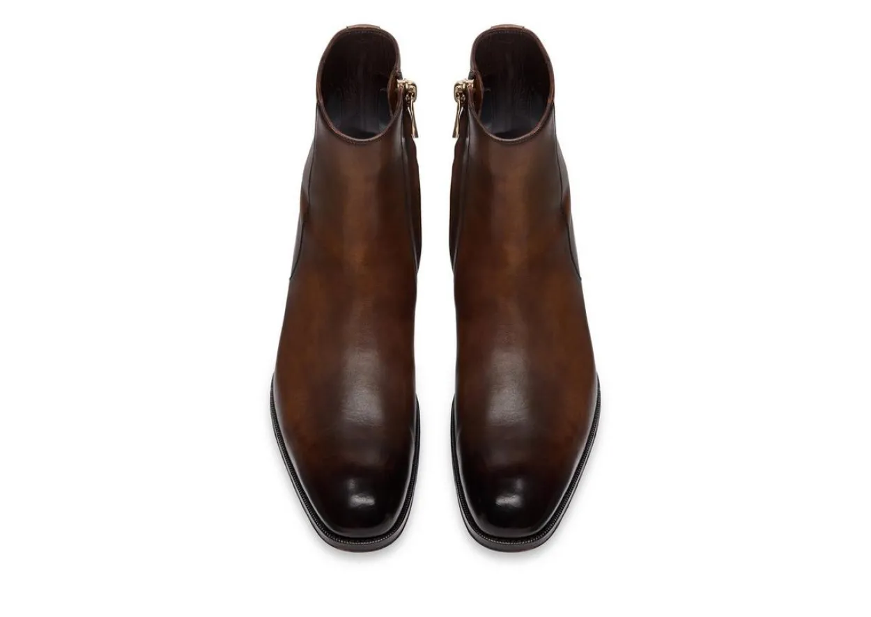 BURNISHED LEATHER EDGAR ZIP BOOT