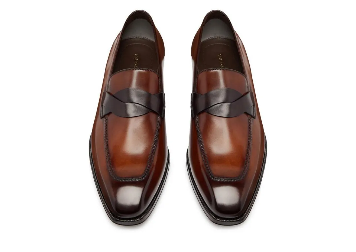 BURNISHED LEATHER ELKAN TWISTED BAND LOAFER