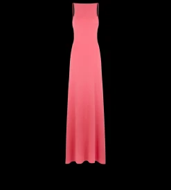 CASHMERE SILK LONG SLASH NECK DRESS WITH OPEN BACK