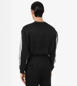 CHIFFON LAYERED JERSEY CREW NECK