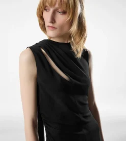 COCKTAIL DRESS WITH CUT OUT AND SCARF DETAIL