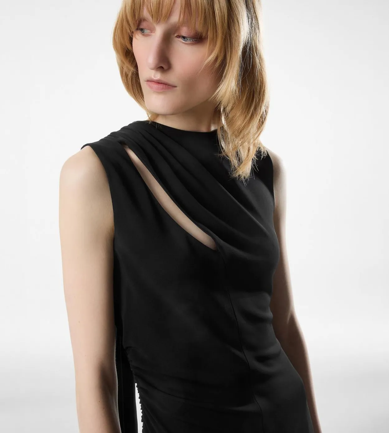 COCKTAIL DRESS WITH CUT OUT AND SCARF DETAIL