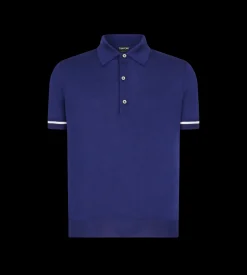 CONTRAST PIPING CASHMERE SILK POLO