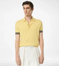 CONTRAST PIPING COTTON SILK POLO