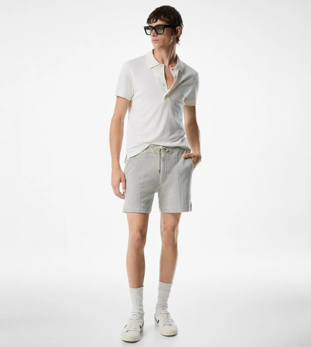 COTTON CASHMERE SHORT SLEEVE POLO