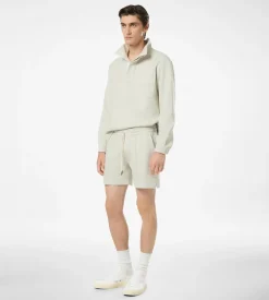 COTTON SILK CASHMERE HALF BUTTON PULLOVER