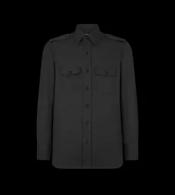 COTTON SILK FAILLE MILITARY SHIRT