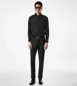 COTTON SILK FAILLE MILITARY SHIRT