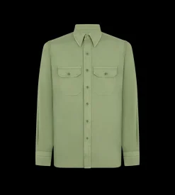 COTTON SILK FAILLE MILITARY SHIRT