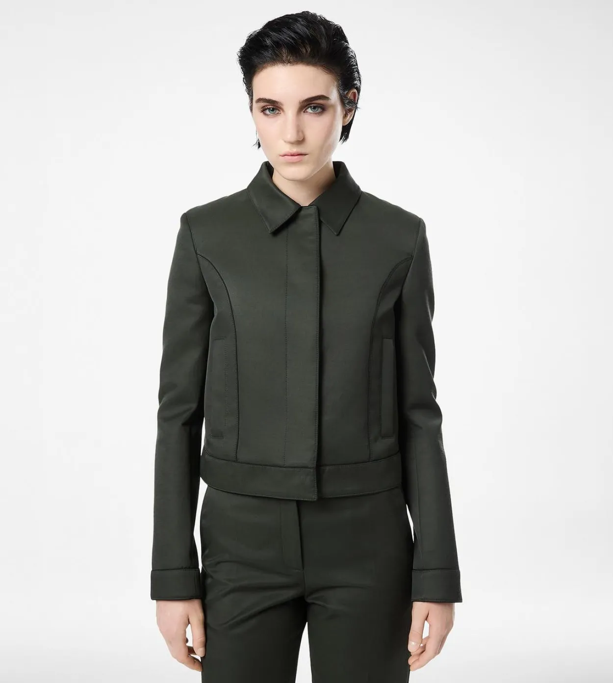 COTTON VISCOSE TWILL BLOUSON WITH PIPING