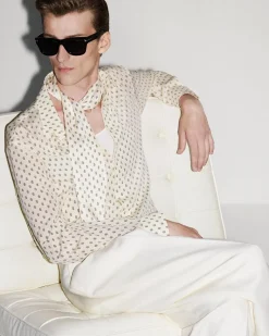 CREPE DE CHINE PAISLEY PRINT FLUID FIT SHIRT