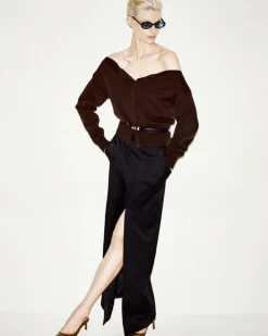 CREPE ENVERS SATIN TAILORED SKIRT
