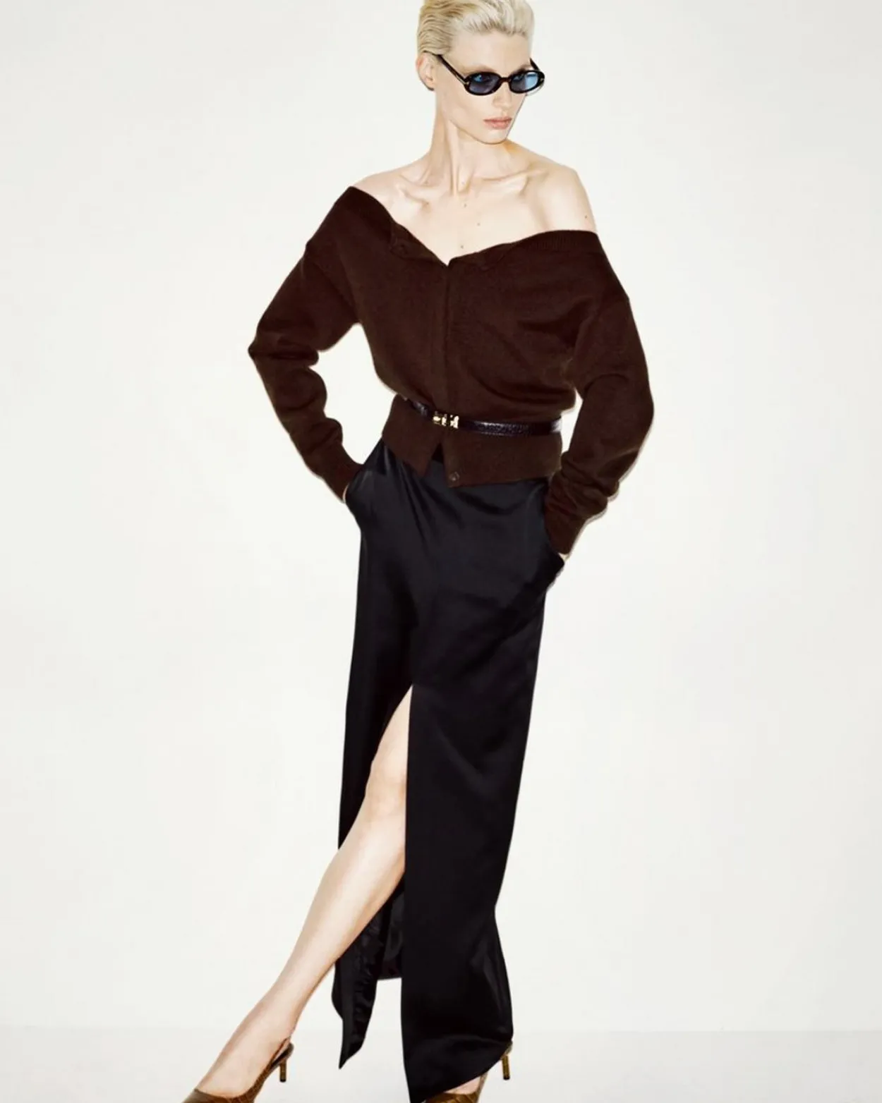 CREPE ENVERS SATIN TAILORED SKIRT
