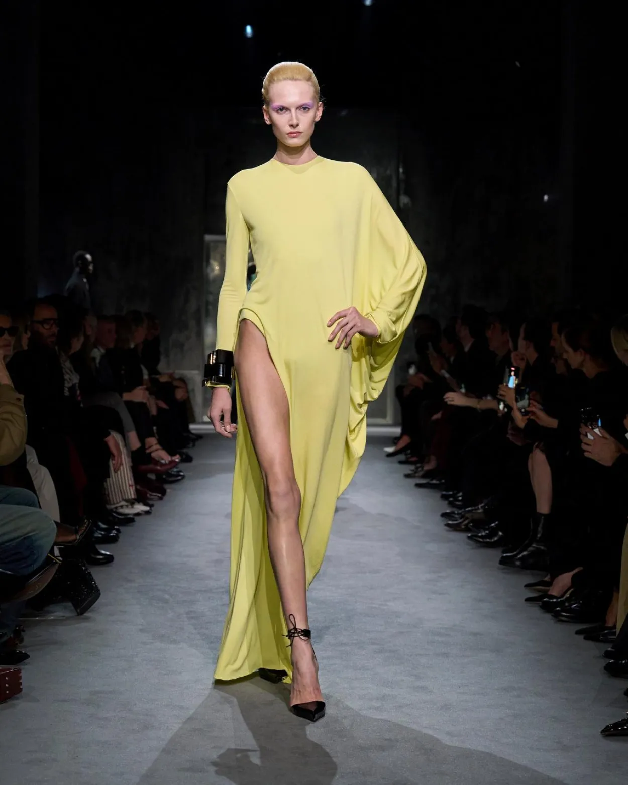 CREPE JERSEY LONG SLEEVE EVENING DRESS