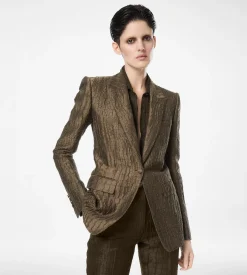 CROCO JACQUARD SINGLE BREASTED PEAK LAPEL JACKET