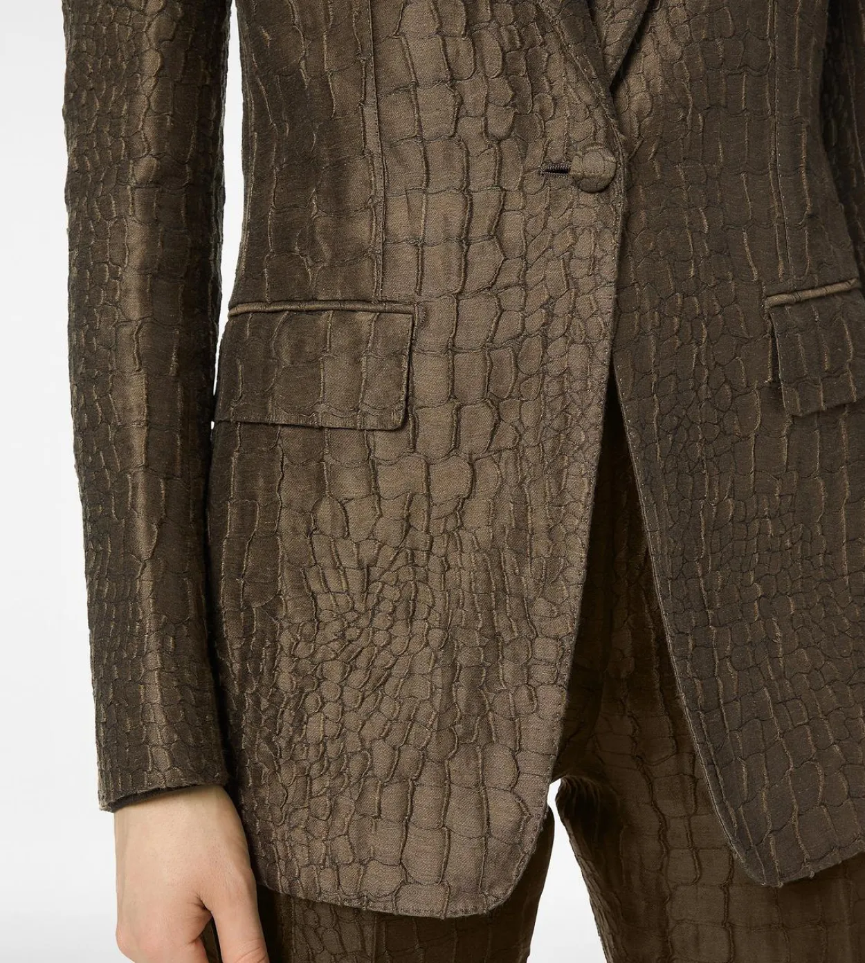 CROCO JACQUARD SINGLE BREASTED PEAK LAPEL JACKET