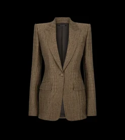 CROCO JACQUARD SINGLE BREASTED PEAK LAPEL JACKET
