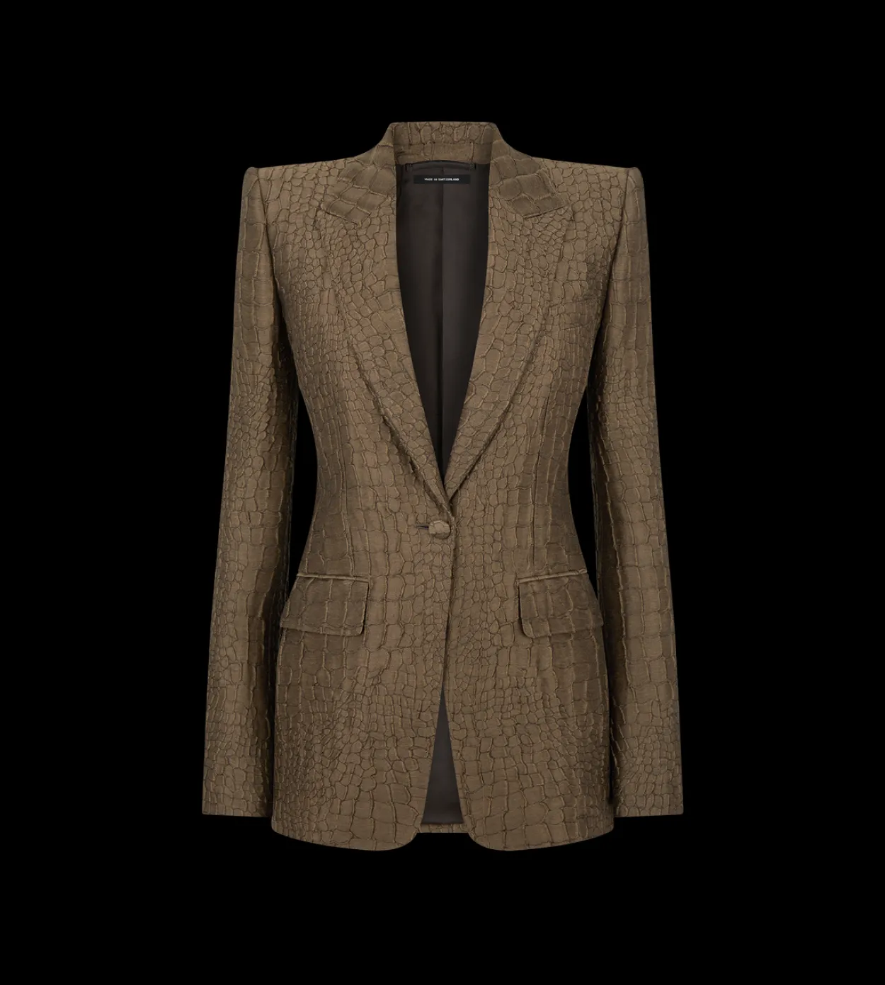 CROCO JACQUARD SINGLE BREASTED PEAK LAPEL JACKET
