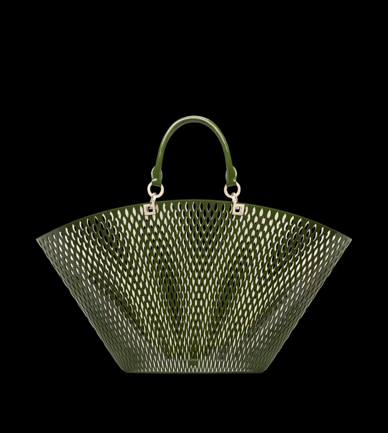 CUT OUT PATENT LEATHER LARGE PANIER