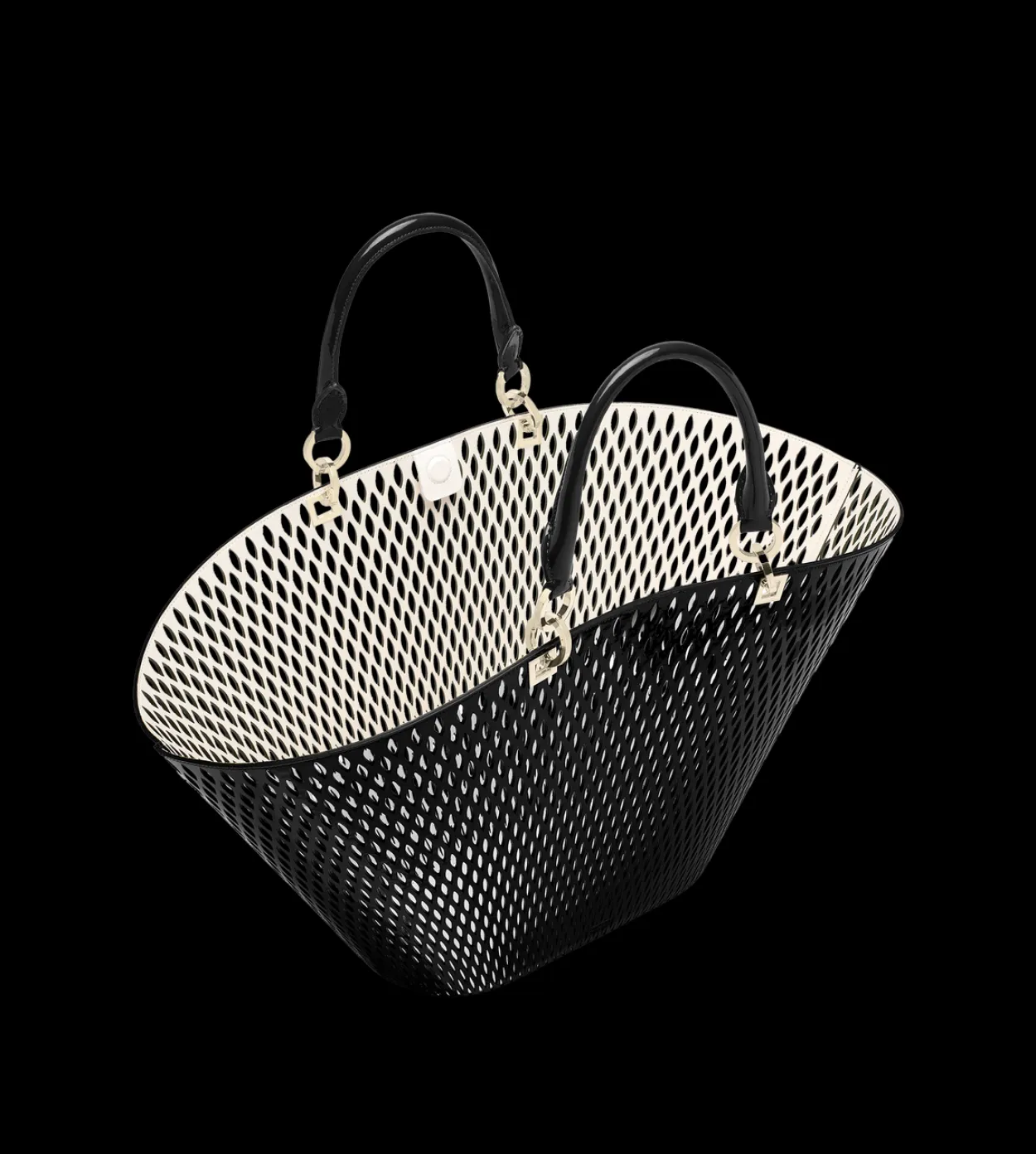 CUT OUT PATENT LEATHER LARGE PANIER