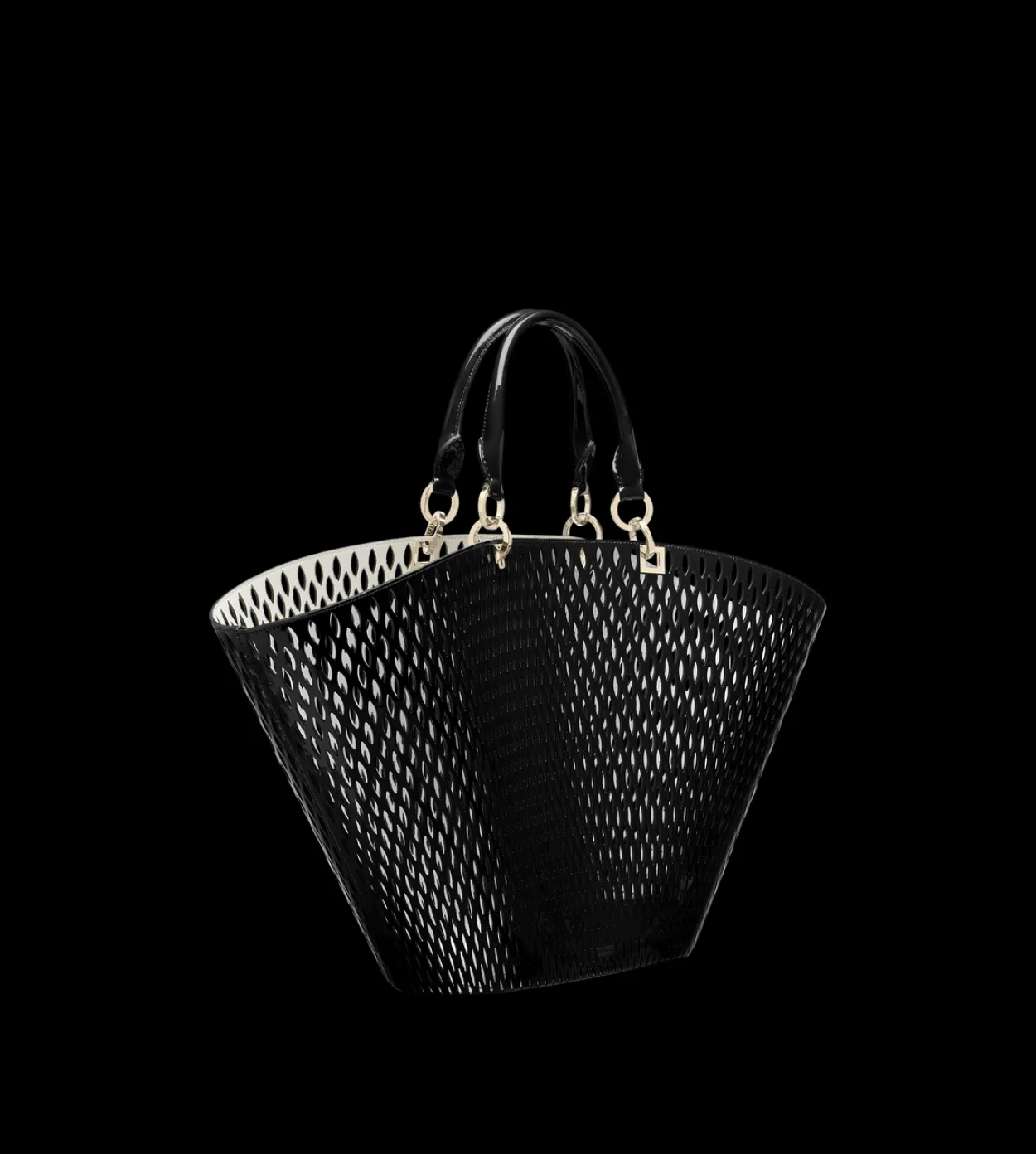 CUT OUT PATENT LEATHER LARGE PANIER