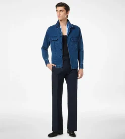 DENIM HERRINGBONE OVERSHIRT