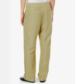 DIAMOND PRINT PEACHED SILK HABOTAI PLEATED LOUNGE PANTS