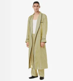 DIAMOND PRINT SILK TWILL ROBE