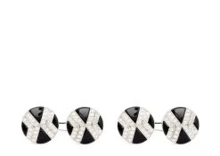 DIAMOND ROUND CUFFLINKS