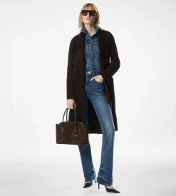 DOUBLE BREASTED BELTED SUEDE COAT