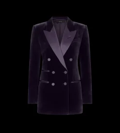 DOUBLE BREASTED PEAK LAPEL VELVET TUXEDO JACKET