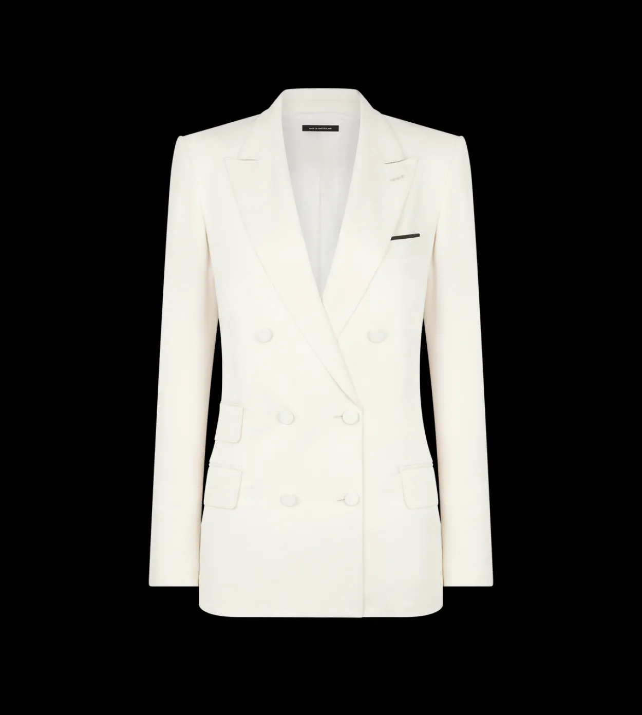 DOUBLE BREASTED PEAK LAPEL HEAVY SILK TWILL JACKET