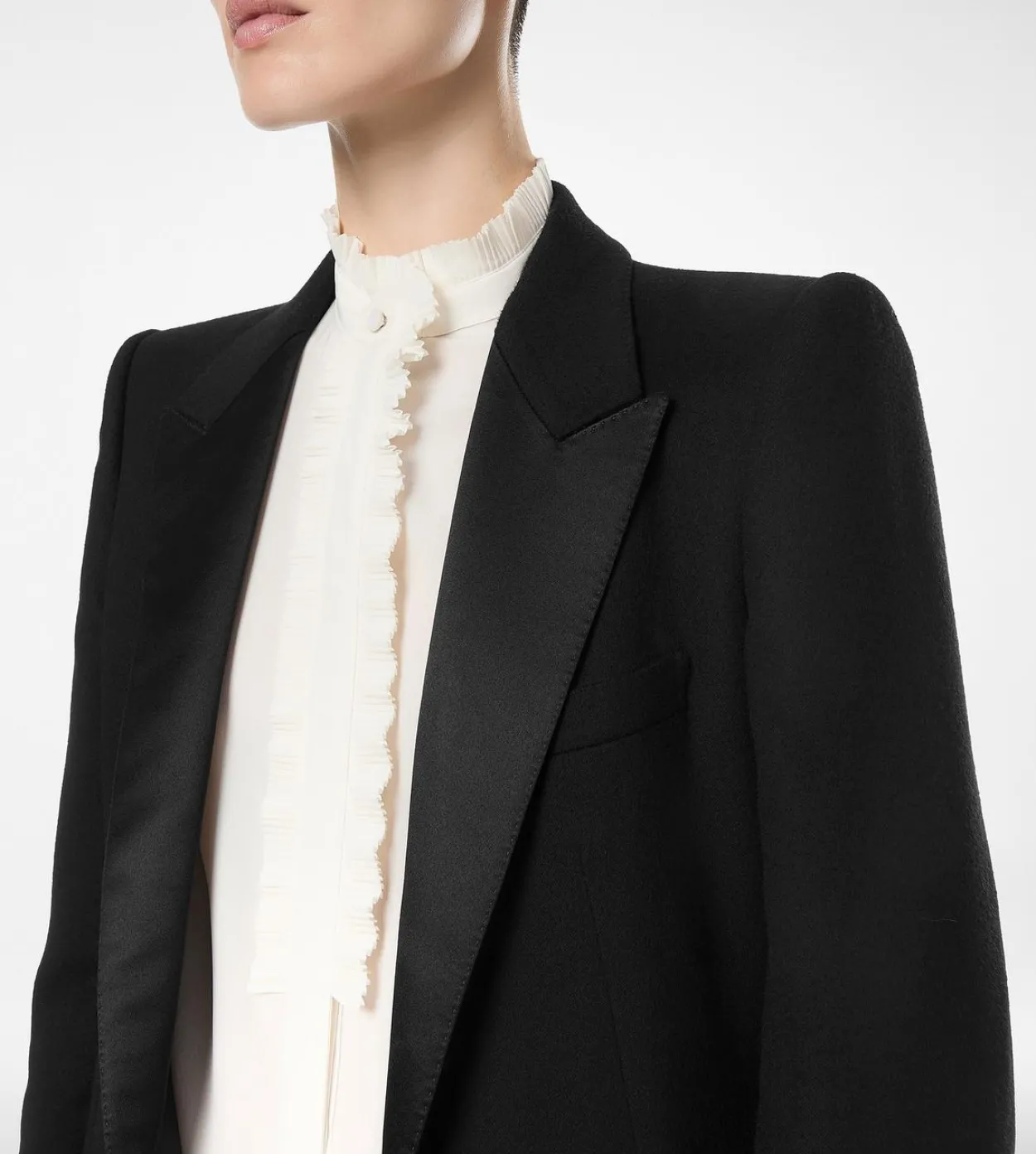 DOUBLE FACE LIGHT WOOL SINGLE BREASTED EVENING COAT