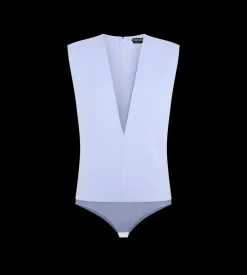 DOUBLE FACE LIGHT WOOL V-NECK BODYSUIT