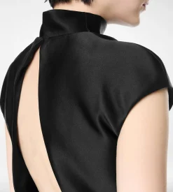 DOUBLE SILK DUCHESSE PLAYSUIT WITH CUT-OUT
