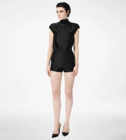 DOUBLE SILK DUCHESSE PLAYSUIT WITH CUT-OUT
