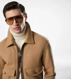 DOUBLE SPLITTABLE SHEARLING COLLAR BLOUSON
