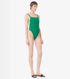 DOUBLE STRAP SWIMSUIT WITH TONAL TF LOGO