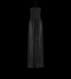 EVENING DRESS WITH DRAWSTRINGS AND CUT OUT DETAILS